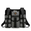 Tactical nylon crossbody bag with multi-pocket design and adjustable buckle straps in grey - Gray