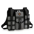 Zaino monospalla tattico grigio e nero con tasche multiple e tracolla regolabile - Grigio