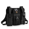Borsa a tracolla tattica nera in nylon con logo F+ FASHION e tasche con fibbie - Nero