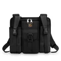 Tactical black nylon chest bag with adjustable straps and multi-pocket functional design - Black