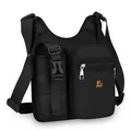 Schwarze taktische Crossbody-Wasserflaschentasche mit verstellbarem Gurt und Schnalle - Schwarz