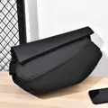 Waterproof black techwear messenger bag with geometric folding design and matte finish - Regular Black Buckle