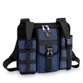 Borsa da viaggio tattica blu scuro e nera con tracolla regolabile e logo sportivo - Blu