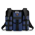 Navy blue tactical chest bag with MOLLE system and front pocket in high-density nylon - Blue