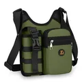 Armeegrüne taktische Brusttasche mit verstellbaren Riemen und modischem Logo-Detail - Armeegrün