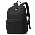 Mochila negra impermeable para portátil con puerto USB y cremalleras en color naranja - Negro