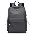Zaino casual grigio scuro impermeabile con dettagli di cerniere arancioni vivaci - Grigio