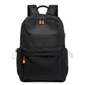 Sac à dos multifonction noir grande capacité avec détails de fermeture éclair orange - Noir