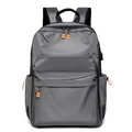 Sac à dos d'ordinateur gris minimaliste et étanche avec port USB et fermetures - Gris