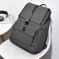 Modern dark gray waterproof commuter backpack with flap closure and metal buckles - Gray