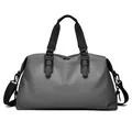 Deep grey large capacity travel duffel bag with waterproof matte fabric and black straps - Gray