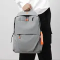 Minimalist grey backpack with bright orange zippers and functional side pockets for men - Gray