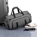 Borsa da viaggio grigia impermeabile con vano scarpe e tracolla rimovibile - Grigio