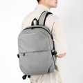 Waterproof grey men's laptop backpack with black contrast zippers and side buckles - Gray