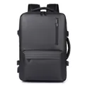 Zaino aziendale impermeabile in Oxford nero con porta USB e maniglie multiple - grigio scuro