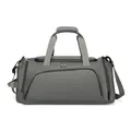 Grey multifunctional sports gym bag with wet dry separation and adjustable shoulder strap - Gray