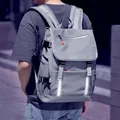 Large capacity grey school backpack with reflective safety strips for men in casual style - Gray