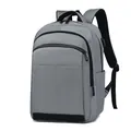 Minimalist grey large-capacity laptop backpack with multi-layer pockets and USB port - Light Gray