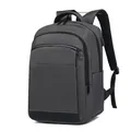 Minimalist dark grey business laptop backpack with external USB charging port - Dark Gray