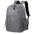 Minimalist dark gray waterproof backpack with front zipper pocket and side drawstring pockets - Dark Gray