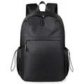 Minimalist black water-resistant business backpack with multi-pocket functional design - Black