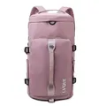 Rosa wasserdichter Reise-Rucksack mit großem Fassungsvermögen und Schuhfach und LVQUE-Logo - Kirschblütenrosa