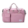 Pink quilted travel bag with large capacity, shoe compartment and dry-wet separation - Rose Red