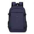 Waterproof navy blue business laptop backpack with durable fabric and large front pocket - Blue