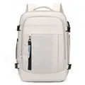 Waterproof large capacity travel backpack in cream white with adjustable side buckles - Off White