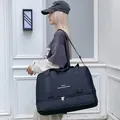 Bolsa de viaje grande negra con separación húmedo-seco y correa ajustable - Negro