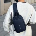 Black anti-theft sling bag with TSA lock and hard shell design for travel - Blue