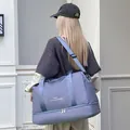 Bolsa de viaje azul-púrpura de gran capacidad con compartimento zapatos y correa ajustable - Azul claro