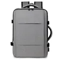 Zaino da viaggio grigio espandibile impermeabile con porta USB e scomparto umido e secco - Grigio chiaro