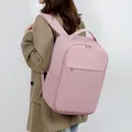 Pink minimalist waterproof commuter backpack with dual zipper and front pocket - Pink