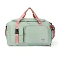 Grande borsa da viaggio verde menta con cinghie rosa per palestra e allenamento sportivo - Verde e Rosa