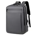 Dark grey business laptop backpack with USB charging port and waterproof fabric - Gray