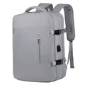 Hellgrauer Reise-Rucksack mit großem Fassungsvermögen, USB-Port und vielen Taschen - Grau