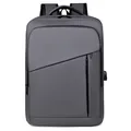 Mochila de negocios gris oscuro con múltiples compartimentos y puerto de carga USB - Gris