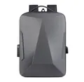 Dark grey hardshell gaming laptop backpack with geometric design and anti-theft lock - Style 1 / Gray