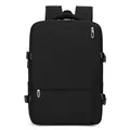 Black large capacity travel backpack with multiple compartments and side compression straps - Black