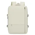 Lightweight cream white travel backpack with multi-pocket design and waterproof fabric - Off White