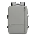 Light grey large capacity travel backpack with multi-pocket design and breathable straps - Gray