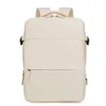 Zaino in nylon beige minimalista con doppia cerniera e maniglia superiore imbottita - Bianco avorio