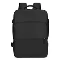 Zaino business nero minimalista in tessuto impermeabile con due tasche con cerniera - Nero