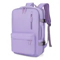 Lavender purple large travel backpack with expandable storage and breathable mesh straps - Light Purple