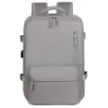 Zaino da viaggio grigio chiaro impermeabile con porta USB e design multivano organizzato - Grigio