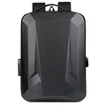 Business hard shell anti-theft laptop backpack in matte black with geometric 3D design - Style 3 / Black