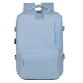 Zaino da viaggio azzurro con porta di ricarica USB e fibbie laterali regolabili - Blu