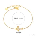 Detailed specs of gold cross heart bracelet with cubic zirconia, 17+3cm length - Hollow Heart Cross Style (BR27550AG)