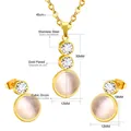Spécifications de taille pour ensemble bijoux acier inoxydable plaqué or et opale - Style Rond Œil de Chat (SE201301G)